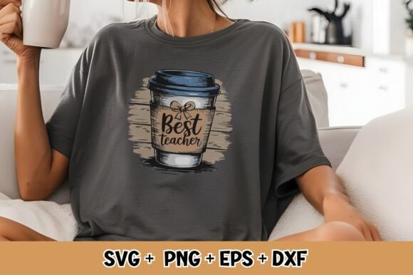 Best Teacher Coffee Cup Gif SVG PNG