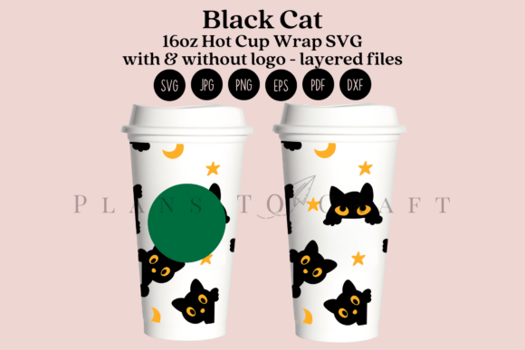 Black Cat Halloween 16oz Hot Cup Tumbler