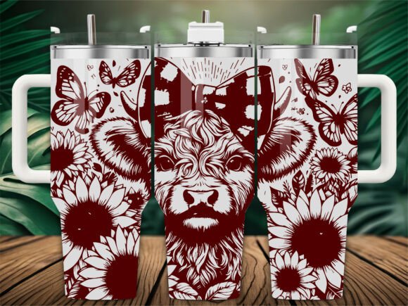 Butterflies Cow Tumbler Wrap