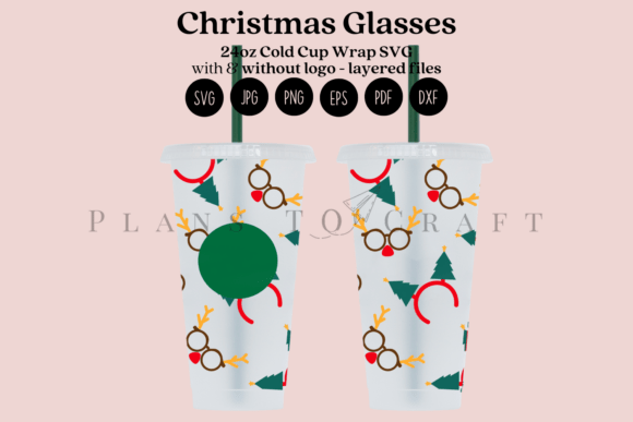 Christmas Glasses 24oz Cold Cup Tumbler
