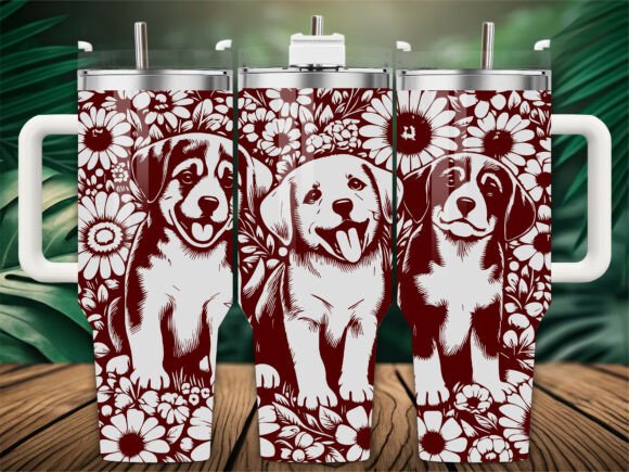 Floral Dogs Tumbler Wrap