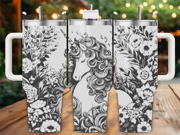 Floral Unicorn Tumbler