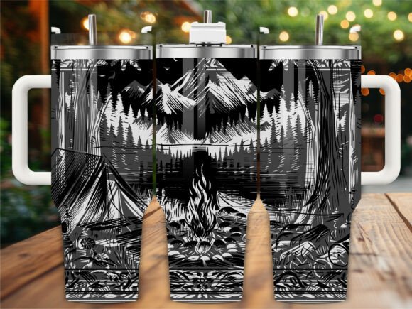 Mountain Camping Tumbler Wrap