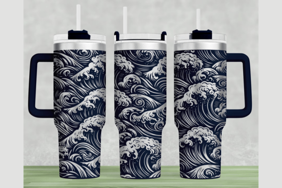 Ocean Waves 40oz Laser Tumbler Wrap SVG