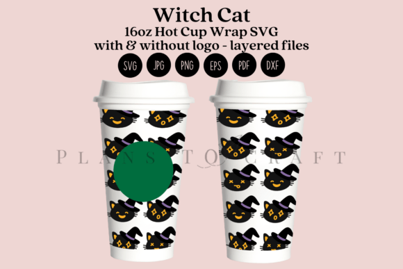 Witch Cat Halloween 16oz Hot Cup Tumbler